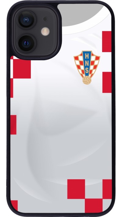 iPhone 12 mini Case Hülle - Silikon schwarz Kroatien 2022 personalisierbares Fussballtrikot