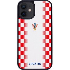 Coque iPhone 12 mini - Silicone rigide noir Maillot de football Croatie 2026 personnalisable