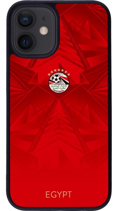 Coque iPhone 12 mini - Silicone rigide noir Maillot de football E?gypte 2026 personnalisable