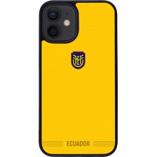 Coque iPhone 12 mini - Silicone rigide noir Maillot de football Équateur 2026 personnalisable