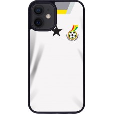 Coque iPhone 12 mini - Silicone rigide noir Maillot de football Ghana 2022 personnalisable