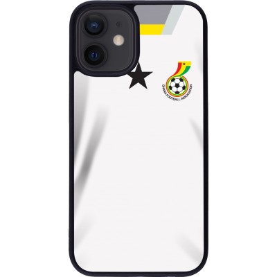 Coque iPhone 12 mini - Silicone rigide noir Maillot de football Ghana 2022 personnalisable
