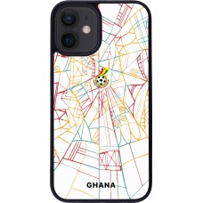 Coque iPhone 12 mini - Silicone rigide noir Maillot de football Ghana 2026 personnalisable