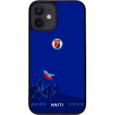 Coque iPhone 12 mini - Silicone rigide noir Maillot de football Haiti 2026 personnalisable