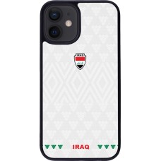 Coque iPhone 12 mini - Silicone rigide noir Maillot de football Irak 2026 personnalisable