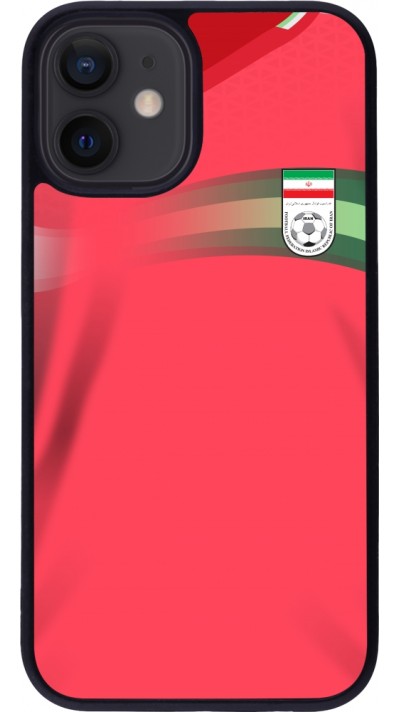 Coque iPhone 12 mini - Silicone rigide noir Maillot de football Iran 2022 personnalisable