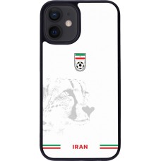 Coque iPhone 12 mini - Silicone rigide noir Maillot de football Iran 2026 personnalisable