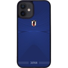 Coque iPhone 12 mini - Silicone rigide noir Maillot de football Japon 2026 personnalisable