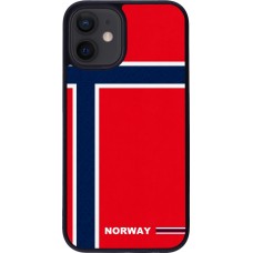 Coque iPhone 12 mini - Silicone rigide noir Maillot de football Norvège 2026 personnalisable