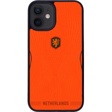 Coque iPhone 12 mini - Silicone rigide noir Maillot de football Pays-Bas 2026 personnalisable