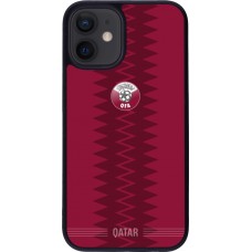 Coque iPhone 12 mini - Silicone rigide noir Maillot de football Qatar 2026 personnalisable