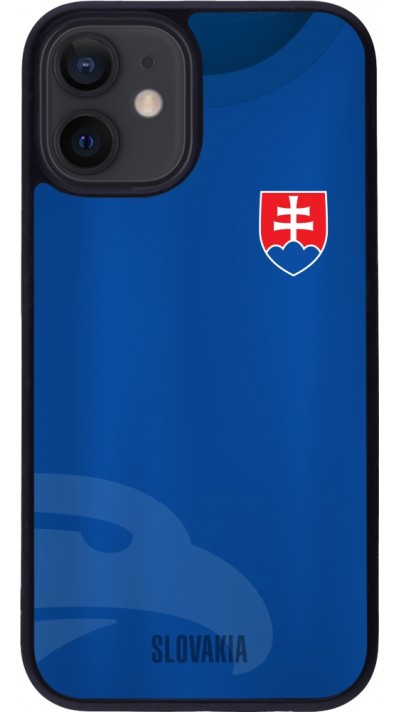 Coque iPhone 12 mini - Silicone rigide noir Maillot de football Slovaquie