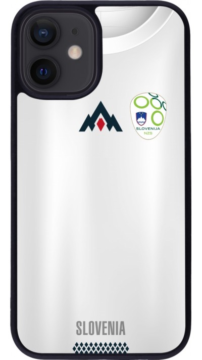 Coque iPhone 12 mini - Silicone rigide noir Maillot de football Slovénie