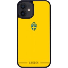Coque iPhone 12 mini - Silicone rigide noir Maillot de football Suède 2026 personnalisable