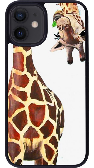 Coque iPhone 12 mini - Silicone rigide noir Giraffe Fit