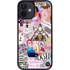Coque iPhone 12 mini - Silicone rigide noir Girl Power Collage