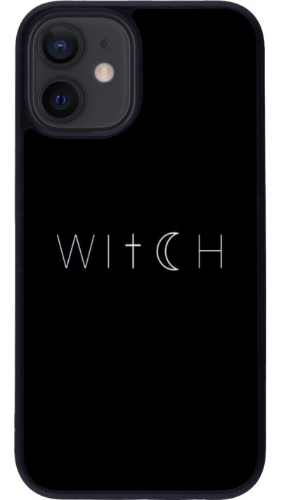 Coque iPhone 12 mini - Silicone rigide noir Halloween 22 witch word