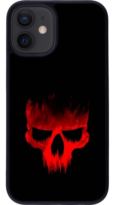Coque iPhone 12 mini - Silicone rigide noir Halloween 2023 scary skull