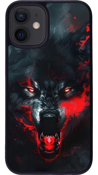 Coque iPhone 12 mini - Silicone rigide noir Halloween 2024 mad werewolf