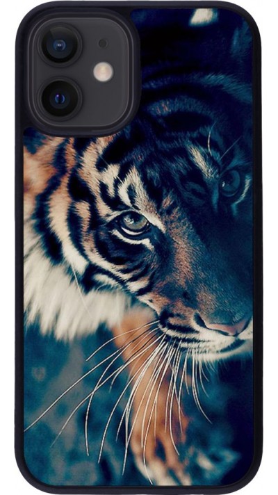 Coque iPhone 12 mini - Silicone rigide noir Incredible Lion