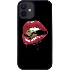 Coque iPhone 12 mini - Silicone rigide noir Lips bullet