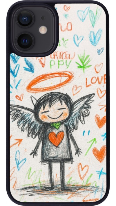 iPhone 12 mini Case Hülle - Silikon schwarz Little Angel Sketch Love