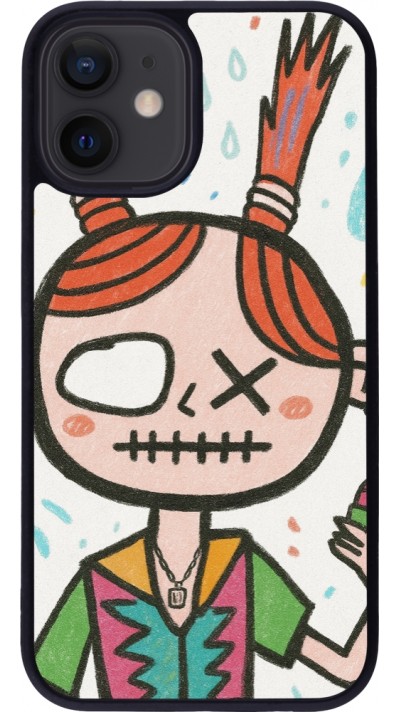 iPhone 12 mini Case Hülle - Silikon schwarz Little Girl Sketch