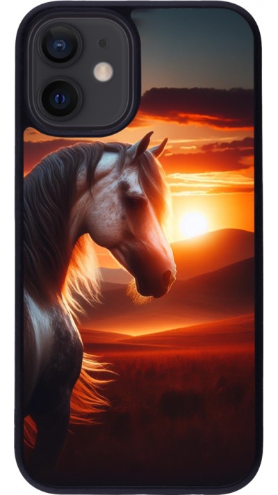 iPhone 12 mini Case Hülle - Silikon schwarz Majestätischer Sonnenuntergang Pferd