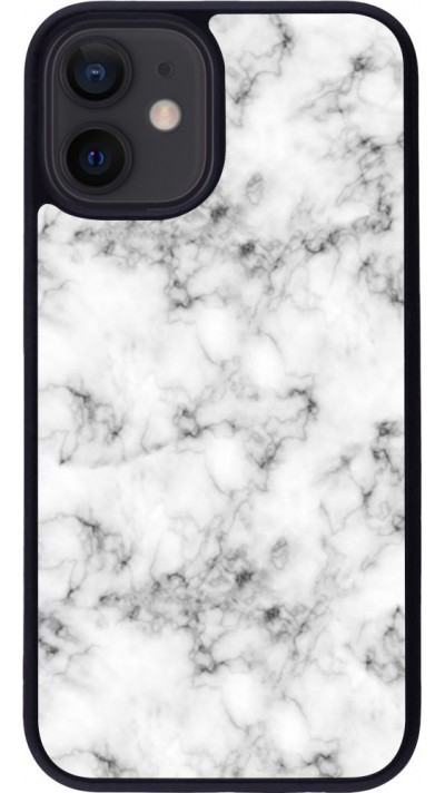 Coque iPhone 12 mini - Silicone rigide noir Marble 01