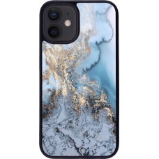 Coque iPhone 12 mini - Silicone rigide noir Marble 04
