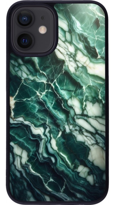 iPhone 12 mini Case Hülle - Silikon schwarz Majestätischer grüner Marmor