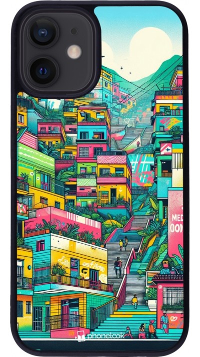 iPhone 12 mini Case Hülle - Silikon schwarz Medellin Comuna 13 Kunst