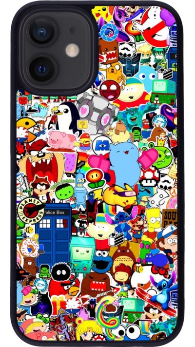 Coque iPhone 12 mini - Silicone rigide noir Mixed cartoons