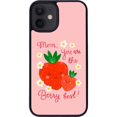 Coque iPhone 12 mini - Silicone rigide noir Mom 2026 Berry best