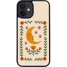 Coque iPhone 12 mini - Silicone rigide noir Half moon stamp 2026