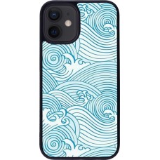 Coque iPhone 12 mini - Silicone rigide noir Ocean Waves