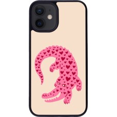 Coque iPhone 12 mini - Silicone rigide noir Pink crocodile 2026
