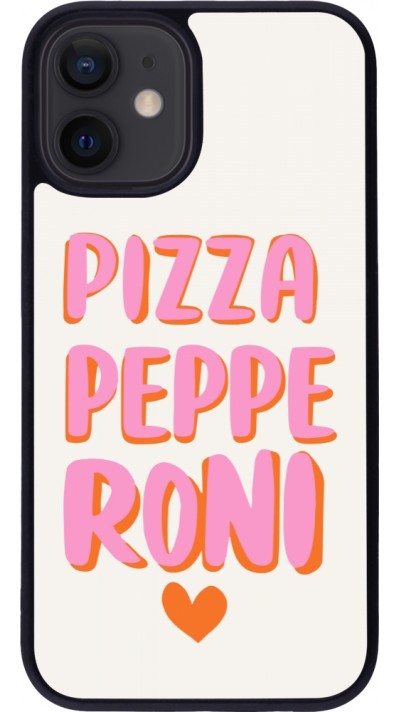 Coque iPhone 12 mini - Silicone rigide noir Pizza pepperoni 2026