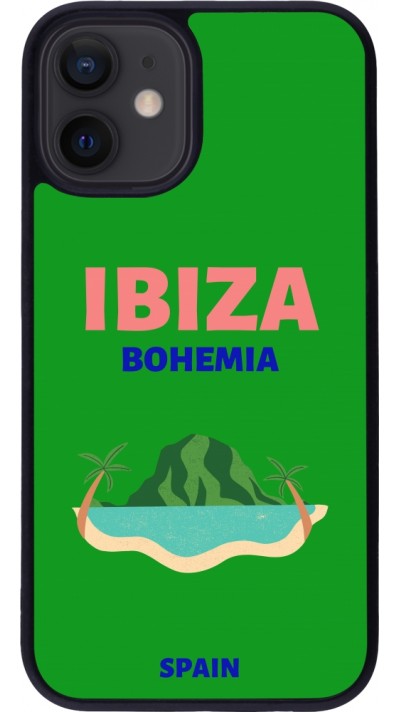 Coque iPhone 12 mini - Silicone rigide noir Pop Summer Destination Ibiza