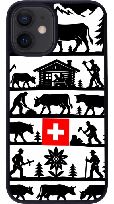 Coque iPhone 12 mini - Silicone rigide noir Poya Suisse 1