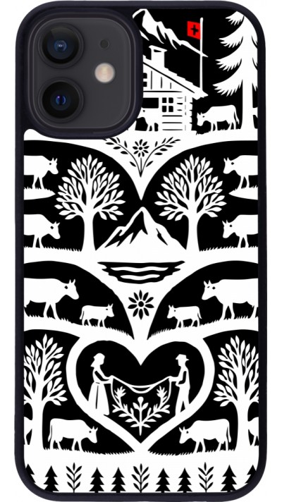 Coque iPhone 12 mini - Silicone rigide noir Poya Suisse 2 noir