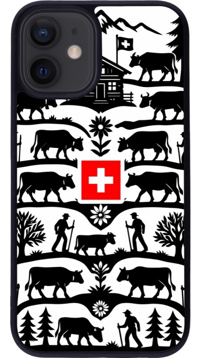 Coque iPhone 12 mini - Silicone rigide noir Poya Suisse 3