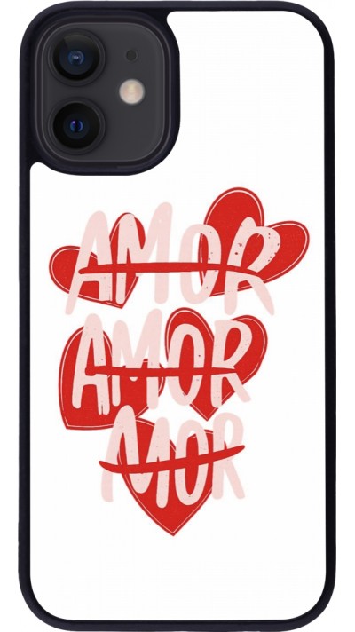 Coque iPhone 12 mini - Silicone rigide noir Saint Valentines Day 26 Amor