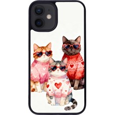 Coque iPhone 12 mini - Silicone rigide noir Saint Valentines Day 26 Cat Love