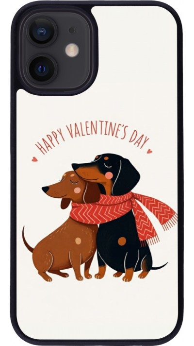 Coque iPhone 12 mini - Silicone rigide noir Saint Valentines Day 26 Happy Valentine