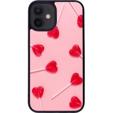 Coque iPhone 12 mini - Silicone rigide noir Saint Valentines Day 26 Lollipop