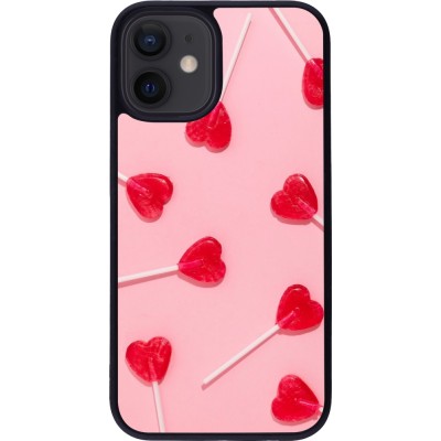 Coque iPhone 12 mini - Silicone rigide noir Saint Valentines Day 26 Lollipop