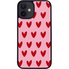 Coque iPhone 12 mini - Silicone rigide noir Saint Valentines Day 26 Pattern heart