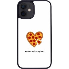 Coque iPhone 12 mini - Silicone rigide noir Saint Valentines Day 26 You have my pizza heart