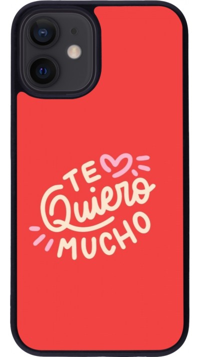 Coque iPhone 12 mini - Silicone rigide noir Saint Valentines Day 26 Te quiero mucho
